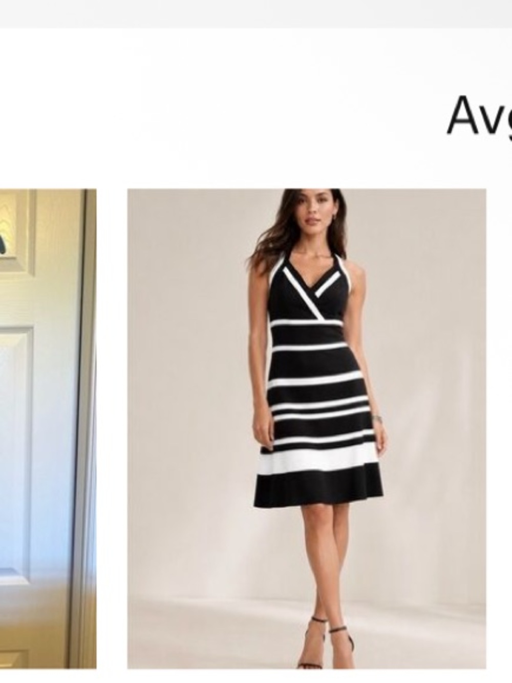 White House Black Market Black and White Striped Halter Dress - Picture 3 of 5